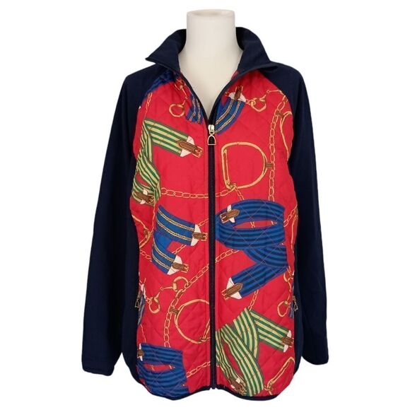 Ralph Lauren LRL Quilted Jacket Plus Sz 1X Horse Bit Equestrian Zip Up Stretch - Picture 9 of 16